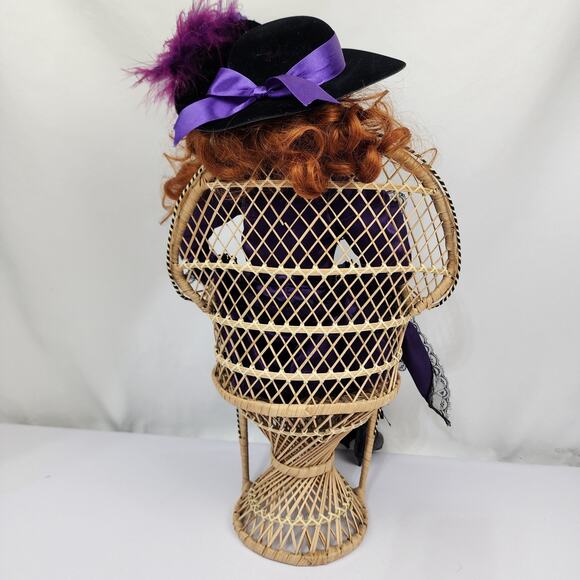 Jan Mclean Pearl 24" Porcelain Doll French Floozie Purple Black w/ Chair - Picture 6 of 9